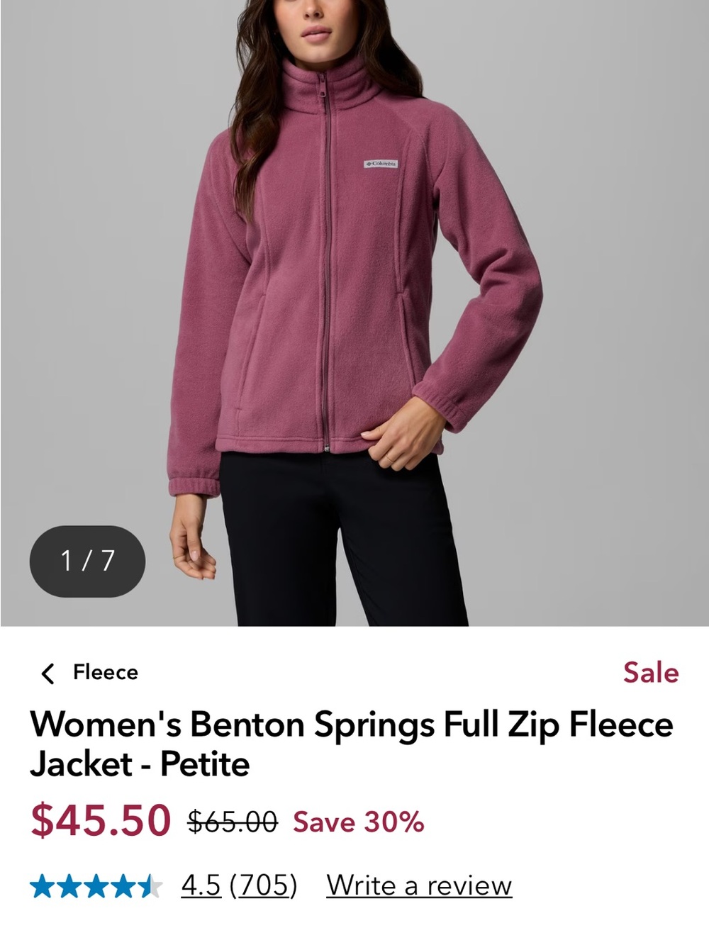 Columbia Women's Benton Springs Full Zip Fleece Jacket - Purple Raspberry
